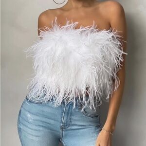 White feather bandeau top